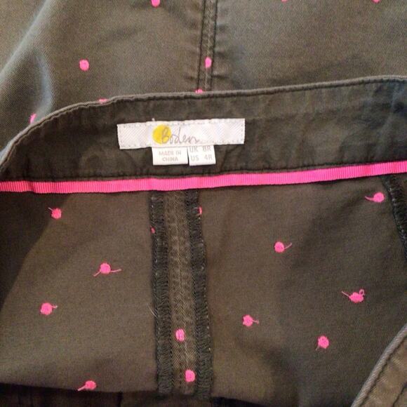 BODEN Khaki Chino A-Line Skirt Pink Polka Dots Size US 4R - Picture 4 of 5